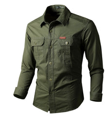Men's Casual Outdoor Long Sleeve Shirt with Functional Pockets