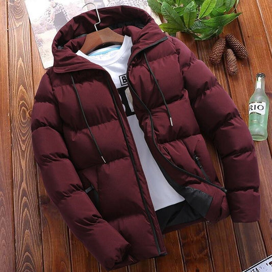 Winter Men's Hooded Puffer Jacket - Stylish and Warm Outerwear for Cold Weather