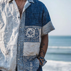 Men's Casual Bohemian Printed Short Sleeve Shirt MTA1828C2P