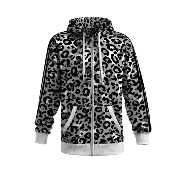 Leopard Print Hooded Sweatshirt with Zipper