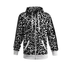 Leopard Print Hooded Sweatshirt with Zipper