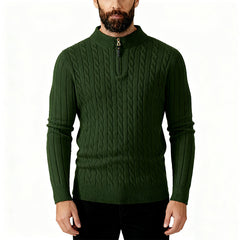 Men's Stylish Cable Knit Zip-Up Sweater For Modern Gentlemen