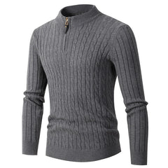 Men's Stylish Cable Knit Zip-Up Sweater For Modern Gentlemen