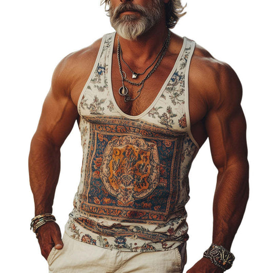 Men's Retro Print Slim Fit Tank Top MTA1710C7U