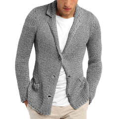 Men's Retro Casual Solid Color Lapel Pocket Cardigan 36244781Y