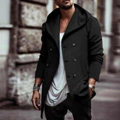 Stylish Double-Breasted Pea Coat For Men - Perfect For Casual And Formal Wear