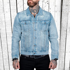 Classic Denim Jacket with Stylish Tattoo-Inspired Design