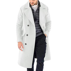 Men's Classic Double-Breasted Long Trench Coat - Stylish And Versatile For All Seasons