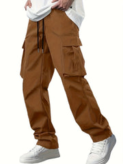 Men's Cargo Pants with Multi-Pockets and Adjustable Drawstring for Outdoor Activities