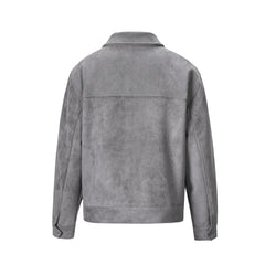 Stylish Gray Jacket With Multiple Pockets And Zipper Closure