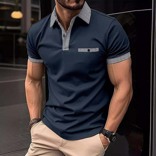 Men's Button Down Colorblock Sports Short Sleeve Polo Shirt 86428180X