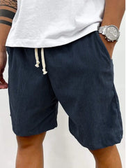 Men's Casual Corduroy Shorts with Adjustable Drawstring for Summer and Spring