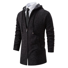 Men's Stylish Hooded Zip-Up Coat With Faux Fur Lined Collar - Perfect For Winter And Formal Occasions