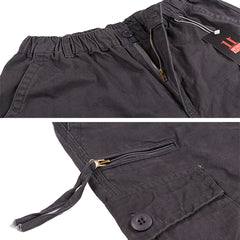 Men's Vintage Outdoor Tactical Cotton Elastic Waist Multi-Pocket Loose Cargo Pants