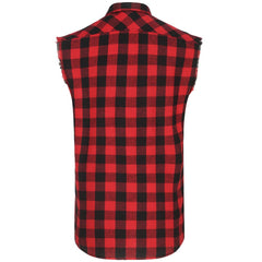 Men's Retro Tough Check Lumberjack Lapel Sleeveless Shirt MTA0753D8TO