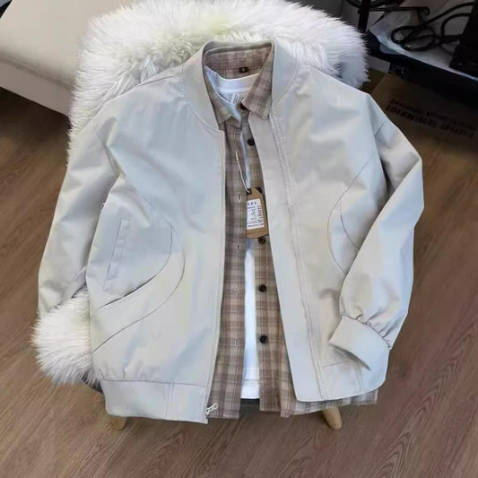 Stylish Bomber Jacket with Plaid Shirt Combo for Modern Fashionistas