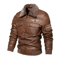 Classic Aviator Jacket With Embroidered Wing Patch