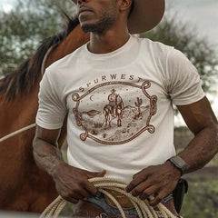 Men's Cotton Vintage Printed Casual Short Sleeve T-Shirt MTA1440C2U