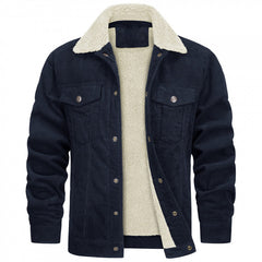 Winter-Ready Corduroy Jacket With Faux Fur Lining For Men