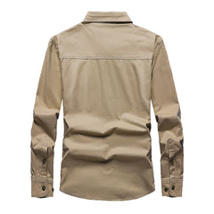 Men's Casual Outdoor Long Sleeve Shirt with Functional Pockets