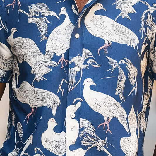 Men's Spring Fashion Pigeon Printed Casual Sports Short Sleeve Shirt MTA0975D7P