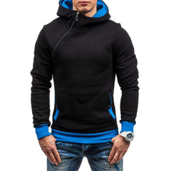 Stylish Men's Hooded Sweatshirt with Asymmetric Zipper Design for Casual Wear