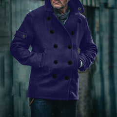 Classic Double-Breasted Pea Coat For Men - Perfect For Winter Outdoors