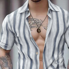 Men's Summer Comfort Striped Casual Short Sleeve Shirt MTA0392D2U