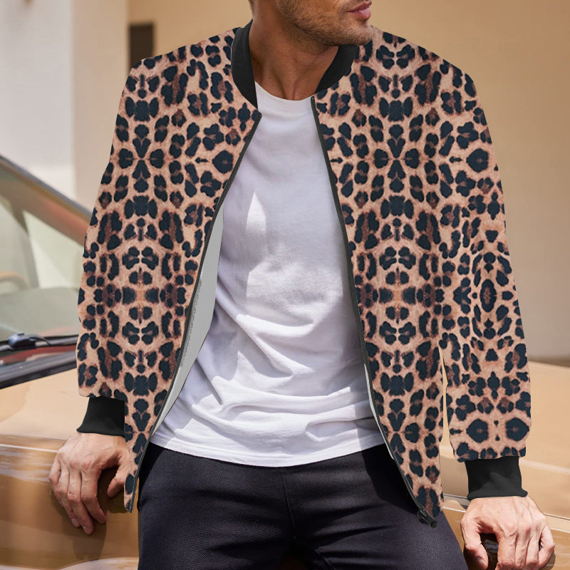 Leopard Print Bomber Jacket For Men - Stylish And Versatile Outerwear