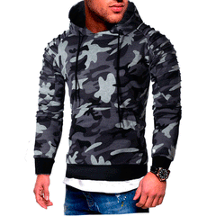 Men's Camouflage Hoodie With Unique Sleeve Design For Casual Wear