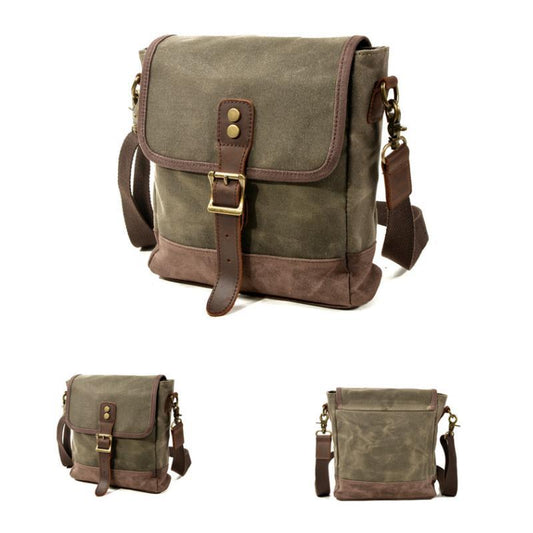 Men's Vintage Outdoor Canvas Colorblock Shoulder Bag 22221192Y