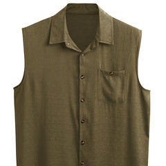 Stylish Sleeveless Button-Up Shirt for Men - Perfect for Casual Summer Outfits