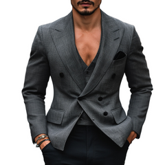 Men's Vintage Linen Breathable Double Breasted Blazer MTA0967D8TO