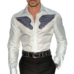 Men's Embroidered Lapel Long Sleeve Shirt MTA2547C9X