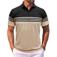 Men's Casual Striped Short Sleeve POLO Shirt MTA1882C7X