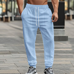 Men's Fashionable Textured Jogger Pants with Adjustable Drawstring Waist