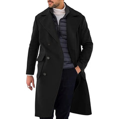 Men's Classic Double-Breasted Long Trench Coat - Stylish And Versatile For All Seasons
