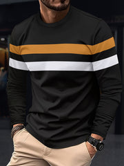 Stylish Long Sleeve T-Shirt with Striped Design for Men