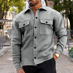 Stylish Men's Casual Button-Up Shirt with Functional Pockets for Everyday Wear