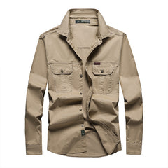 Men's Casual Outdoor Long Sleeve Shirt with Functional Pockets