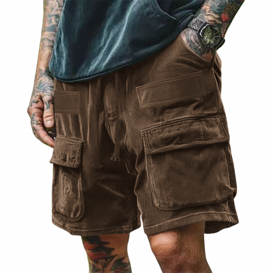 Men's Casual Corduroy Multi-Pocket Loose Cargo Shorts MTA3135C9M