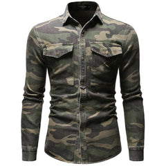 Camouflage Button-Up Shirt for Men - Stylish and Versatile Military-Inspired Design
