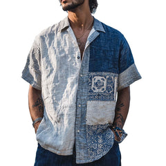 Men's Casual Bohemian Printed Short Sleeve Shirt MTA1828C2P