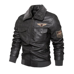 Classic Aviator Jacket With Embroidered Wing Patch
