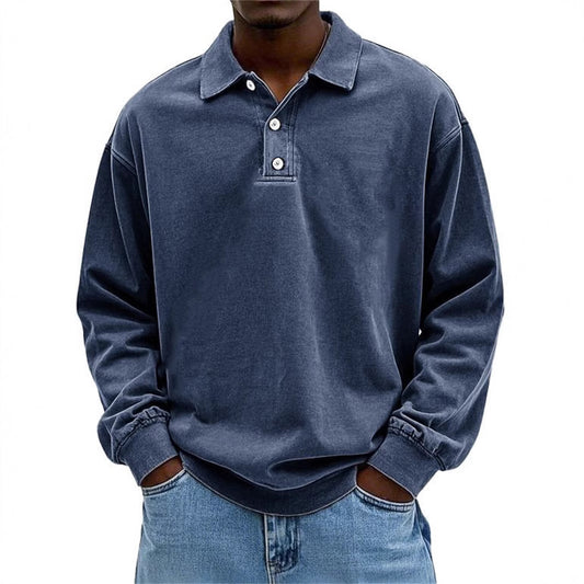 Stylish Long Sleeve Polo Shirt for Men - Perfect for Casual and Everyday Wear