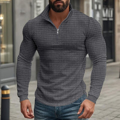 Men's Half-zip Small Square Stand Collar Long Sleeve T-shirt 08353588Z
