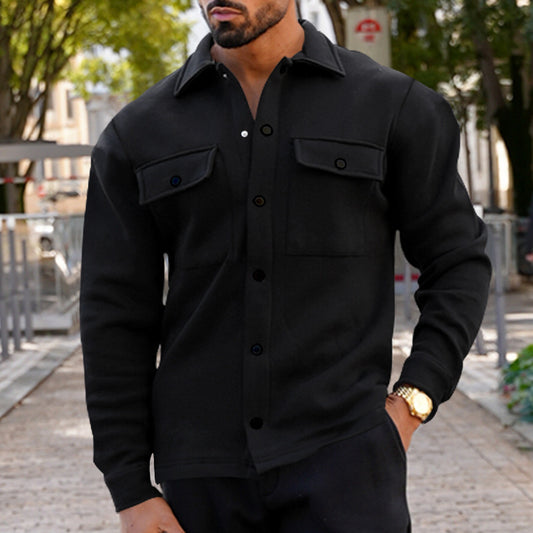 Stylish Men's Casual Button-Up Shirt with Functional Pockets for Everyday Wear