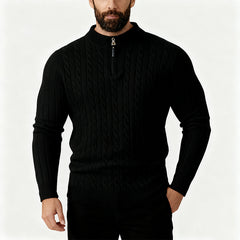 Men's Stylish Cable Knit Zip-Up Sweater For Modern Gentlemen