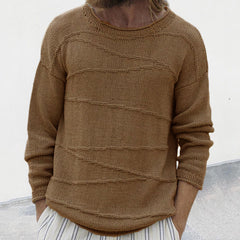 Cozy Knit Sweater With Textured Stripes For Men