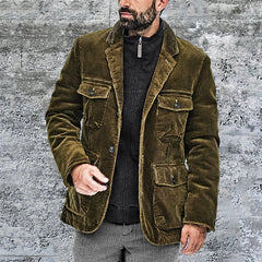 Men's Corduroy Jacket With Multiple Pockets - Perfect For Casual And Outdoor Adventures